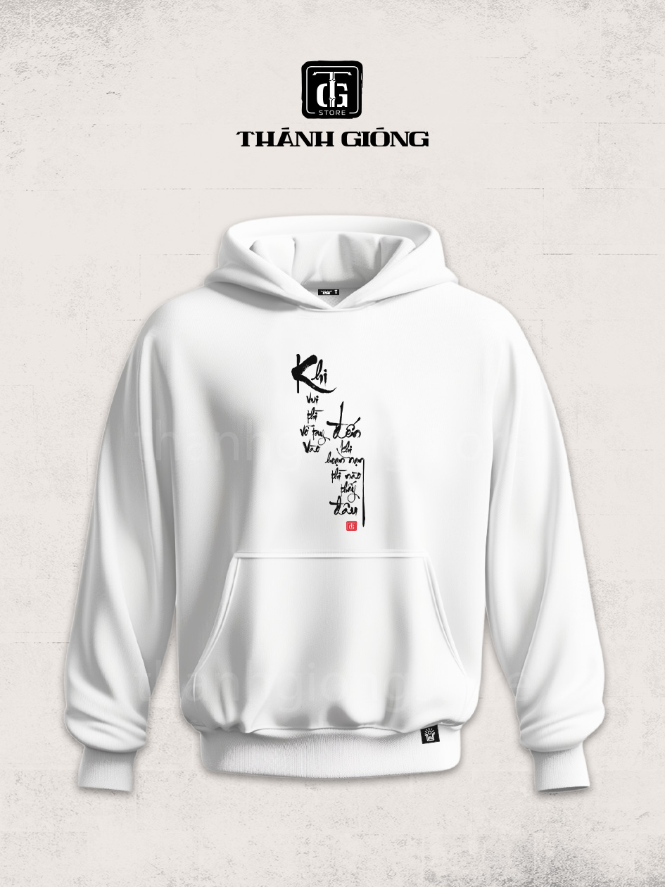 hoodie trắng - khi vui